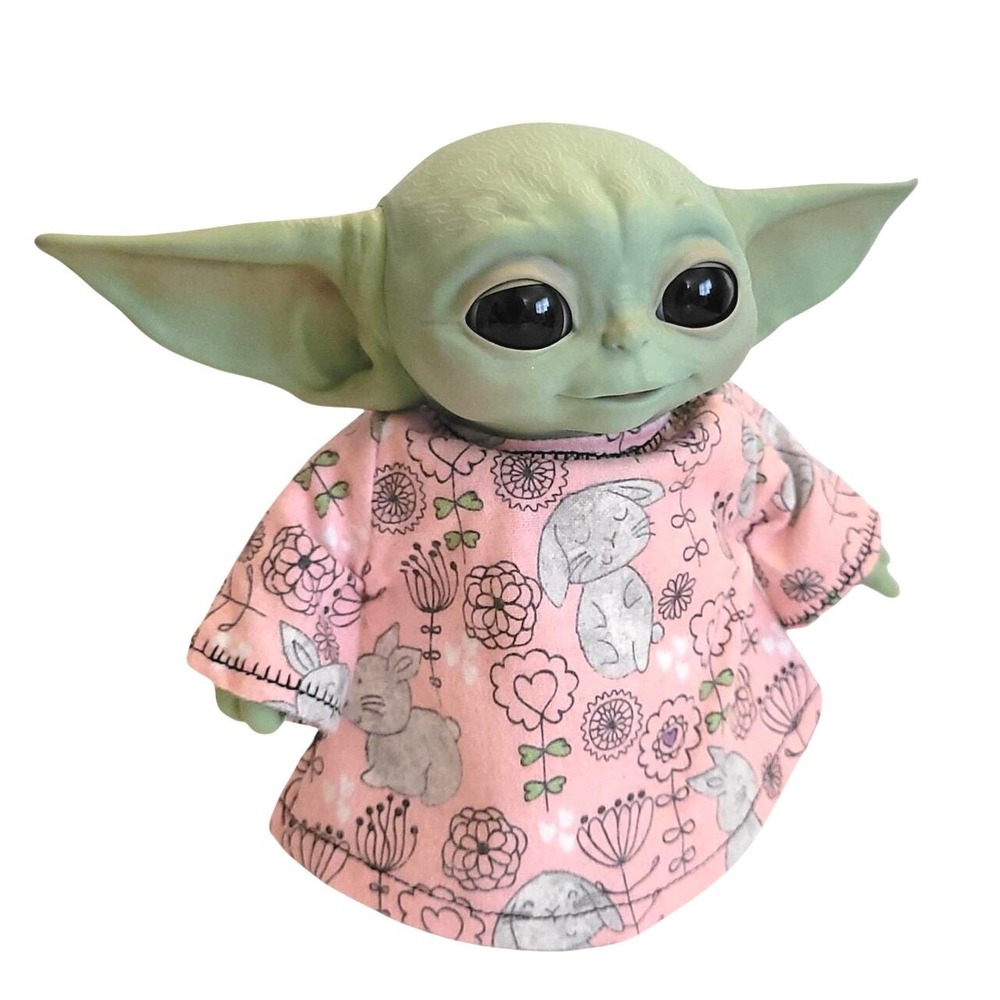 Floral Bunnies Outfit for 7.5" Grogu Baby yoda Hasbro dolls Clothes- Spring Pink